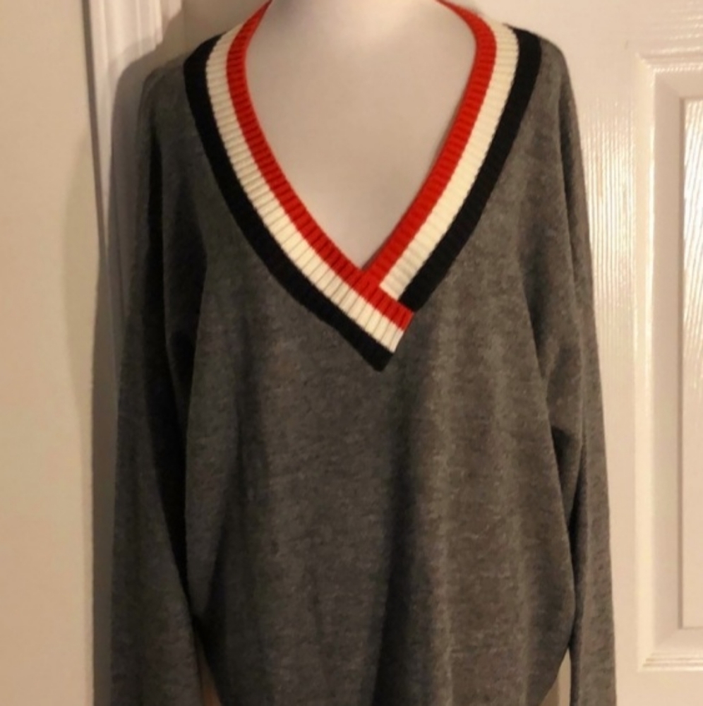 Stitches & Stripes V-Neck Ribbed Sweat…